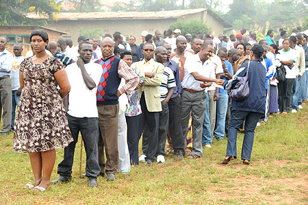 Voters line up behind their candidates during last week local government elections (File Photo)