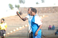 AS Kigali coach Grace Nyinawumuntu passing on a few tips to her players during last year's season. (File Photo)