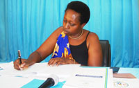  Governor Aisa Kirabo Kacyira at the press conference yesterday.( Photo S. Rwembeho)