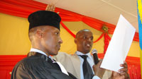 John Mugabo being sworn in yesterday