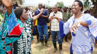 Governor Aisa Kirabo Kacyira joins Karambi village residents in a traditional dance (Photo S. Rwembeho)