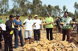 The MPu2019s were led by Rose Mukantabana (2nd right), the Speaker of Parliament at the community work in Ruli Catholic School. (Photo: D. Sabiiti)