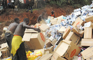 Expired foodstuffs being destroyed (File Photo).