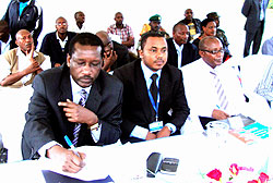 Bank of Kigali MD,James Gatera (Extreme R) during the meeting (Photo S. Rwembeho)