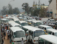 Commuter buses jam one of Kigali streets. Officials have raised concern of traffic congestion (File Photo)