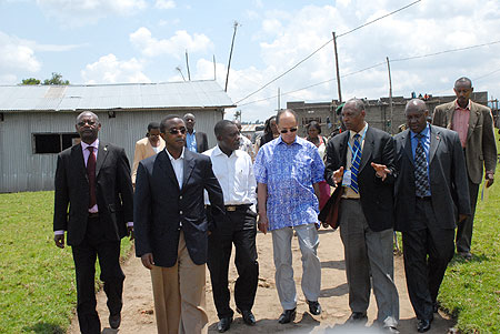 Dr. Vincent Biruta and RDRC's Jean Sayinzoga lead a delegation of CEPGL officials at Mutobo yesterday. Courtesy photo