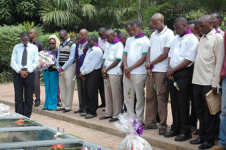 Journalists remembering their comrades who perished in the Genocide. (File Photo)