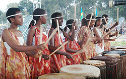 PROMISING FUTURE; Rwandan Girls happily perform at a function. Rwanda has emerged second best country for  girl child