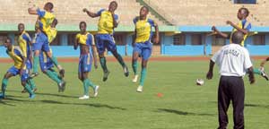 The U17 team doing physicals before a freindly match against Police FC. (Photo / D. Umutesi)