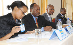 L-R;Lilly Mwanjila, Dr. Julius Rotich, Amb. Jeremie Ndayiziga and Aloys Mutabingwa (Photo T Kisambira).