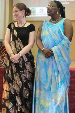 Dr. Holly Hixson, the Rwanda-based coordinator of PTB  and Minister Mujawamariya at the graduation. (Courtsey Photo).