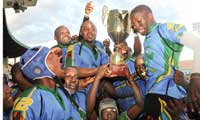 Silverbacks celebrate shortly after winning last year's CAR 15s tournament. The team has been promised more support from the Sports Ministry. (File photo)