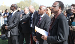 Ambassador Jacques Kabale (C) led the commemoration in Paris