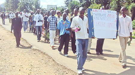 Mourners during the quiet march in Karongi District. (photo S Nkurunziza)