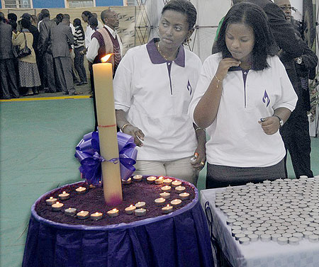 Candles are lit during the Genocide exhibition early this week