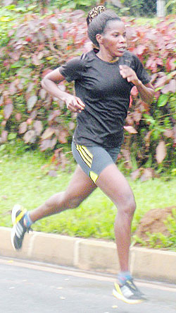 Nyirabarame Epiphanie in training on the Kigali streets last year. (File photo)