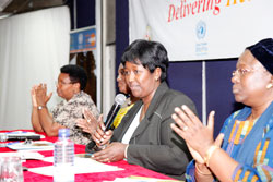  Health Minister Agnes Binagwaho addressing members of the newly established midwives association, yesterday  (Photo T.Kisambira