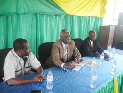  NEC chairman, Prof.Chrysologue Karangwa (C) addressing members of Umutara Polytechnic. The New Times /Dan Ngabonziza