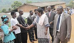 The Health Minister, Dr. Agnes Binagwaho, greets health workers at Murunda Hospital, Rutsiro District, Western Province NewTimes/Courtesy photo