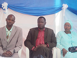  Pastor Laurien Nsenginyumva (middle) with youth leaders at the conference. photo D.Sabiiti