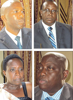 L-R:Gallican Niyonsaba;Dr.Jean Damascene Bizimana;Clotilde Murebwayire;Vu00e9nuste Ruhigana 