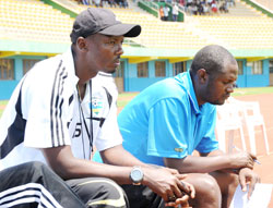 Interim coach Eric Nshimiyimana (left) wants the Amavubi job on a permanent basis but it yet to make it official. The New Times / File photo.