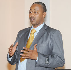 Aimable Mwananawe of AIMR Ihorere Munyarwanda during the workshop on condom accessibilty. The Sunday Times / John Mbanda