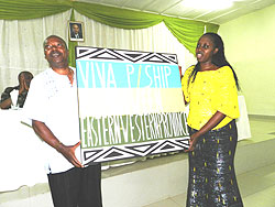 Governors Celestin Kabahizi and Dr. Aisa Kirabo Kacyira after signing the MoU. The New Times / S. Rwembeho.