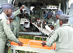 RAF officers demonstrating  a rescue operation. Sunday Times/Courtesy photo.