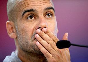 SILENT; Barcelonau2019s coach Pep Guardiola. Net photo.