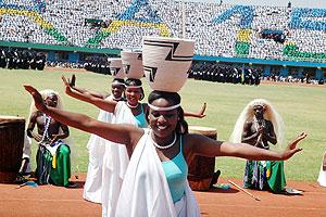 The Urukerereza dancing troope during a past performance. Rwanda has preserved her cultural values through song and dance. The NewTimes/ File.