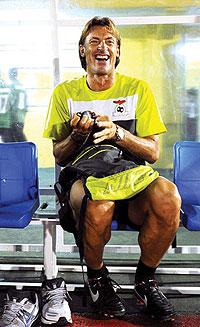 Zambia's head coach Herve Renard smiles before a training session in Libreville on Friday. Net photo