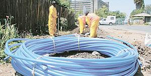 Doing ground work. The fibre optic cable system connects countries of eastern Africa to the rest of the world. The New Times / File.