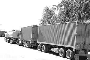 Transit goods trucks.The 2012 Vehicle Load Control Bill seeks to harmonise load limit in the region. The NewTime, / File