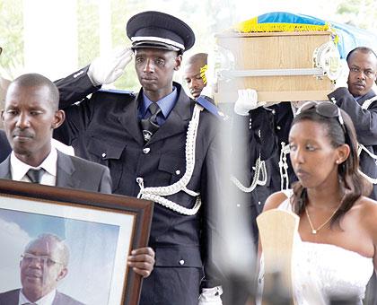   The remains of the late Shamakokera being brought to Parliament before he was buried yesterday.  