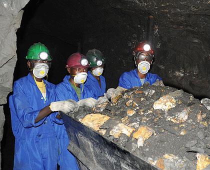 Miners inside a tunnel. With the discovery of gold deposits, mining  is set to become  a money maker for the economy. The New Times / File.