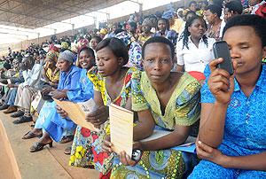 Women at a national entrepreneurship campaign launch. The month of March will be dedicated to women's development. The New Times / File.