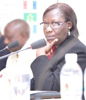 Dr Alvera Mukabaramba at the political party forum general assembly yesterday. The New Times / Timothy Kisambira.