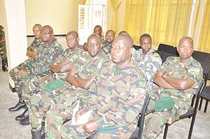 Military officers begin a three days training on ethics. The New Times / Bonny Mukombozi.