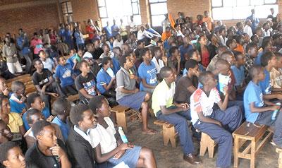 A cross section of students during the debate at College Doctrina Vitae in Ndera. The New Times /Grace Mugoya.