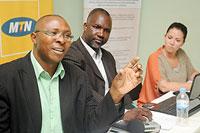 L-R: Dr Bonavanture Nzeyimana of the Ministry of Health, Aime Lokulutu and Erin Kennedy of Operation Smile at the news briefing on Tuesday. The New Times / J. Mbanda.