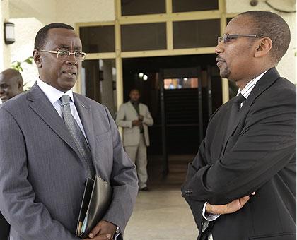 Senate vice president Bernard Makuza with finance minister John Rwangombwa. 