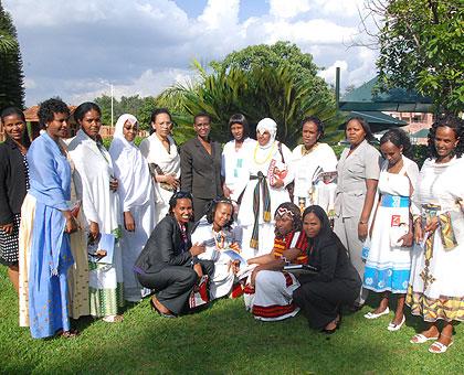 Members of the Ethiopian delegation in a group photo with Rwandan officials at MIGEPROF.  The Sunday Times / Courtesy.