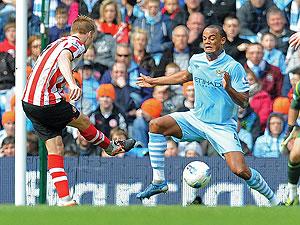 The Eithad Stadium is rocked on 31 minutes when Sebastian Larsson bends a low shot into the bottom corner from the edge of the area. 