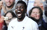 Emmanuel Adebayor has impressed in his loan spell at Tottenham. Net photo.