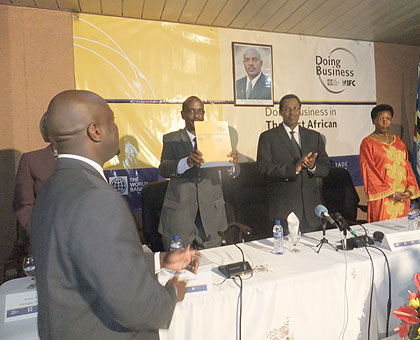 Dr Sezibera launches the report in Bujumbura yesterday.  The New Times / courtesy. 