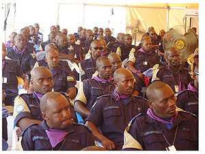 Police officers at a commemoration venue in Haiti. The New Times / courtesy.