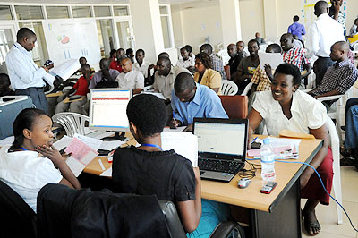 Members of the public registering their businesses at RDB; Government will embark on a campaign to sensistise the public about insolvency through the new desk. The New Times / File.