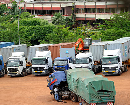 Trucks at MAGERWA parking yard. The New Times / John Mbanda.