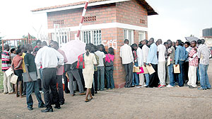 Job seekers submitting their applications . The New Times / file.